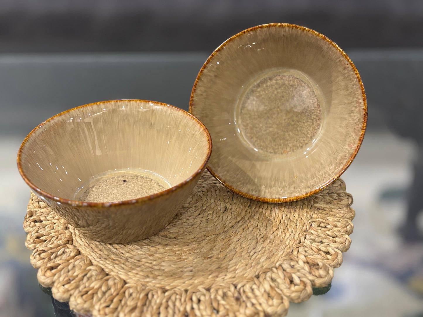 Handcrafted Rustic Glazed Ceramic Bowls – Set of 2