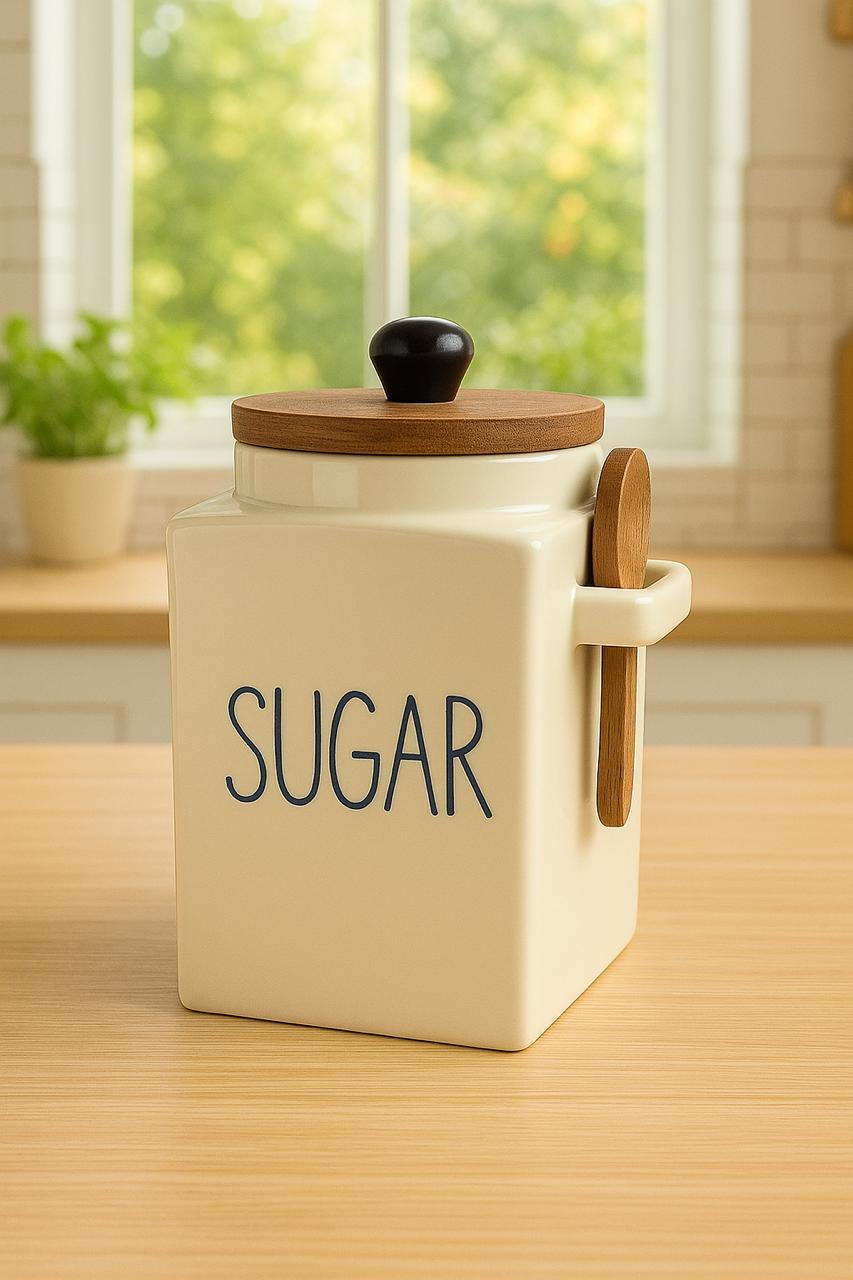 Ceramic Tea, Coffee & Sugar Jar Set – 900ml Airtight Canisters