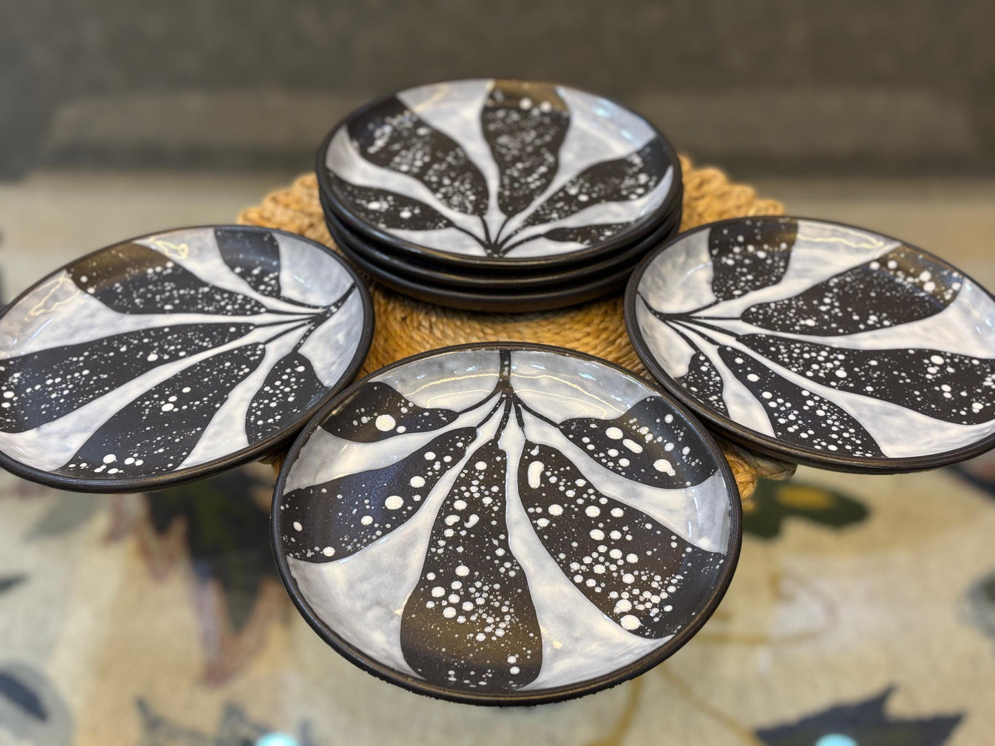 Artisan Wax-Textured Ceramic Plate Set – 4-Piece