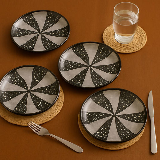 Artisan Wax-Textured Ceramic Plate Set – 4-Piece