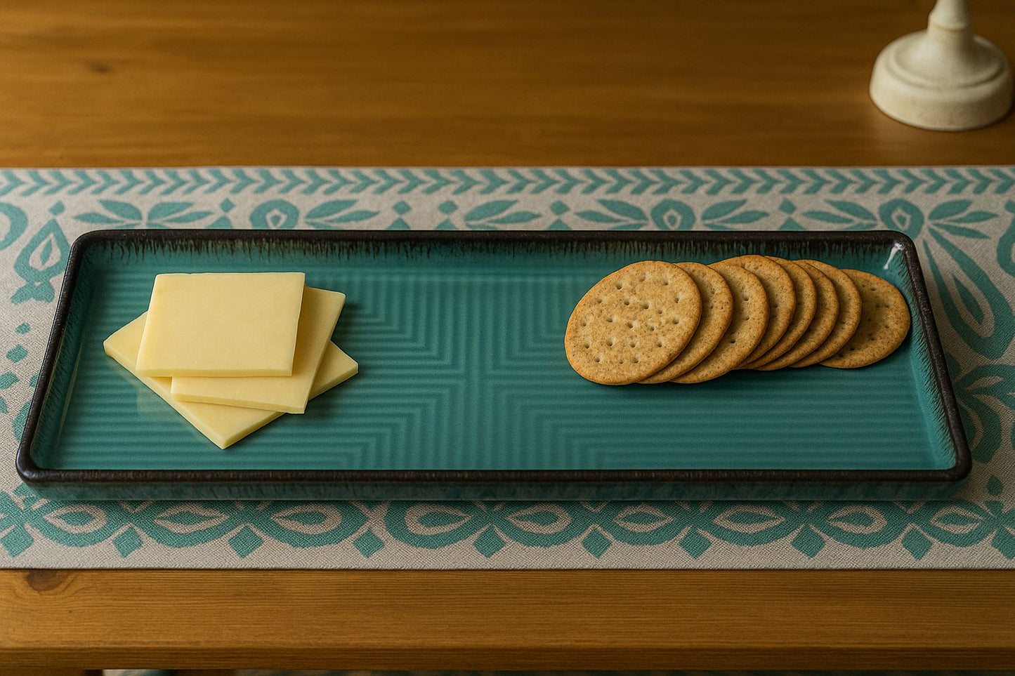 Glossy Olive Green Ceramic Tray – Rectangular Artisan Serveware