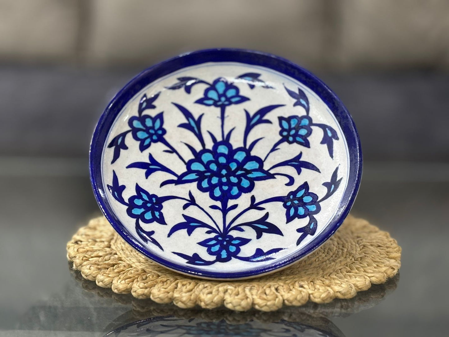 Hand-Painted Blue pottery Floral Plate – Decorative & Multi-Purpose