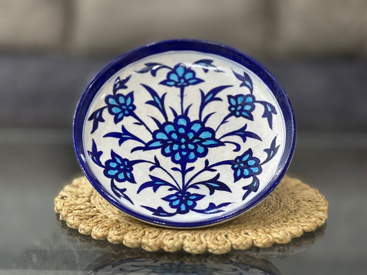 Hand-Painted Blue pottery Floral Plate – Decorative & Multi-Purpose