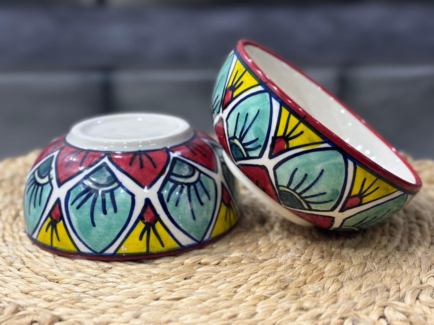 Vibrant Mandala Multicolor Ceramic Dinnerware Set (Set of 2 Plates & Bowls)