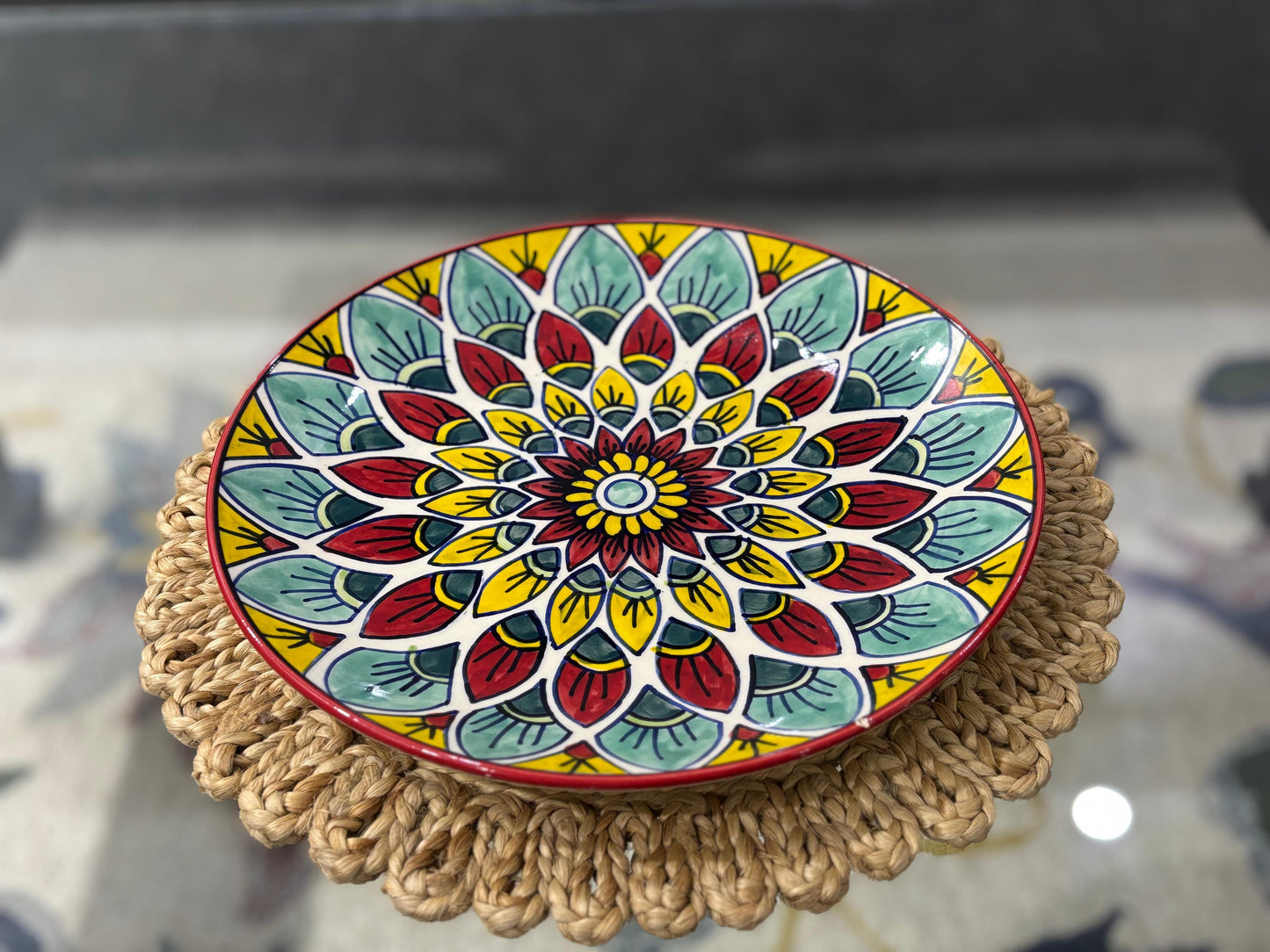 Vibrant Mandala Multicolor Ceramic Dinnerware Set (Set of 2 Plates & Bowls)