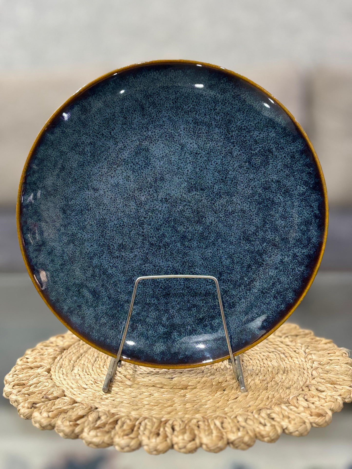 Elegant Blue Ceramic Plate & Bowl Set (6 Pieces)