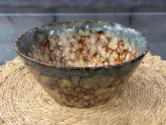 Handcrafted Ceramic Bowl Set – Rustic Marble Glaze (Set of 2)