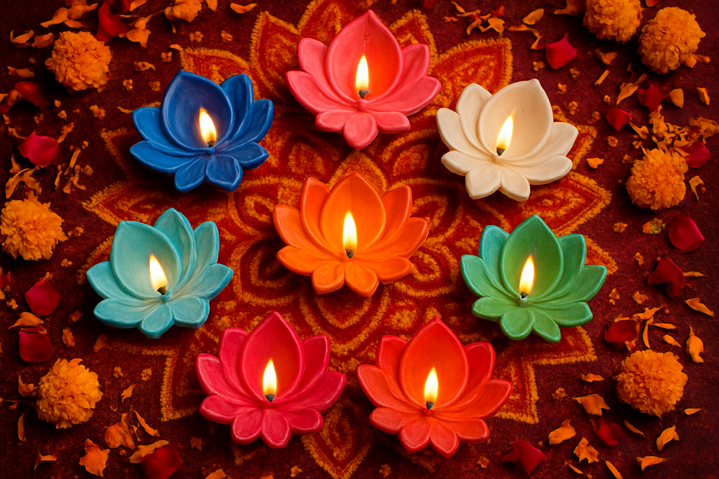 Handcrafted Lotus Pottery Diyas – Set of 6