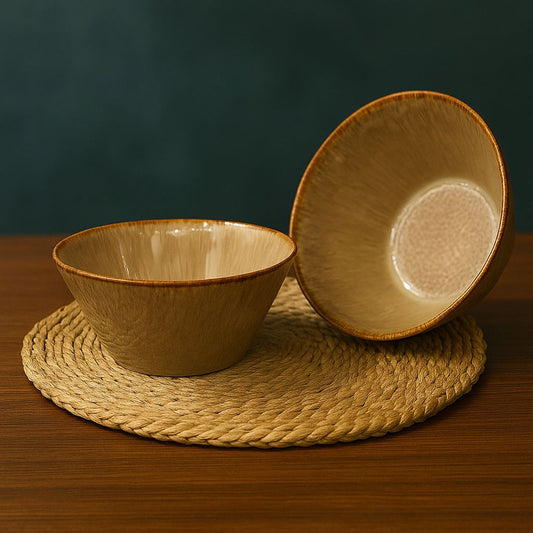 Handcrafted Rustic Glazed Ceramic Bowls – Set of 2