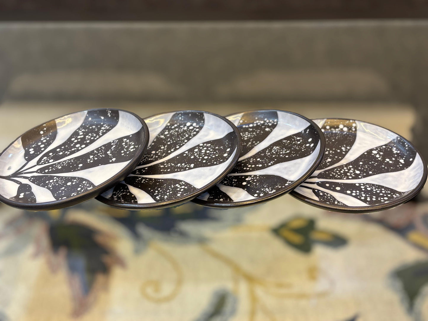 Artisan Wax-Textured Ceramic Plate Set – 4-Piece