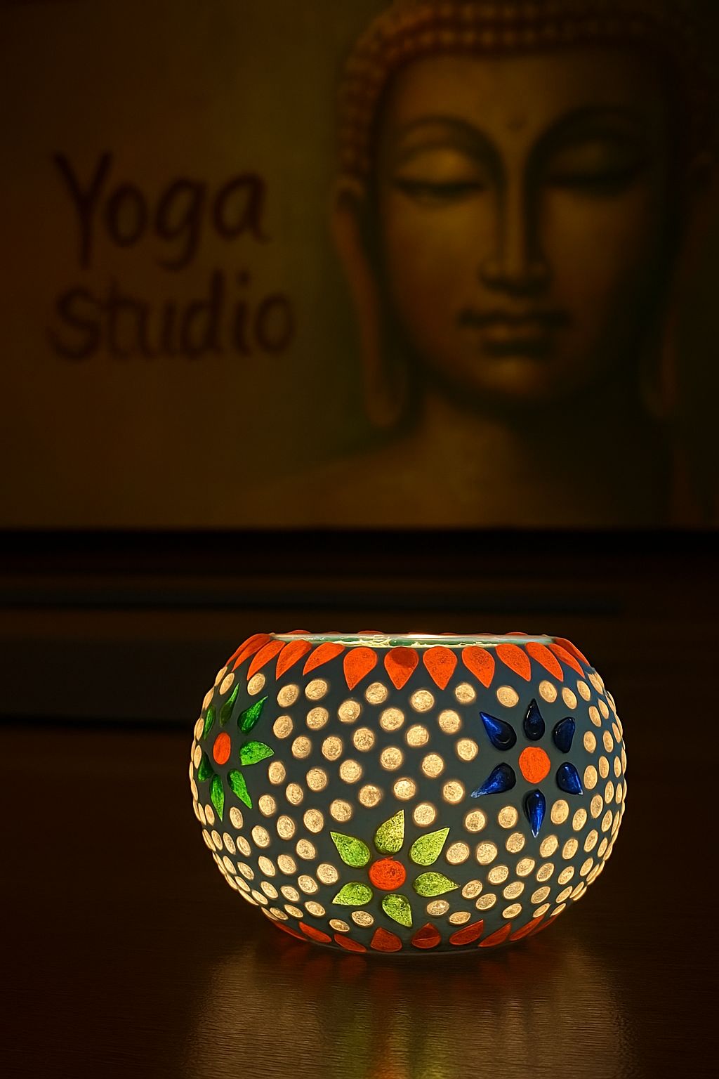 Handcrafted Multicolor Dotwork Tea Light Lantern – Ceramic Votive Holder (Set of 4)