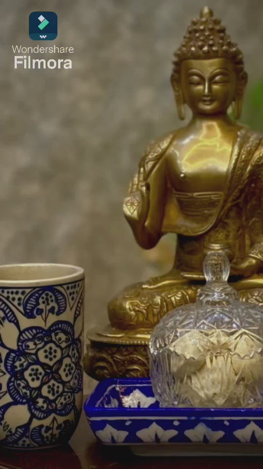 Royal Bloom – Handcrafted Blue Pottery Mug Set