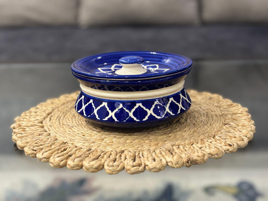 Royal Blue & White Handcrafted Ceramic Serving Bowl – Set of 3 Sizes